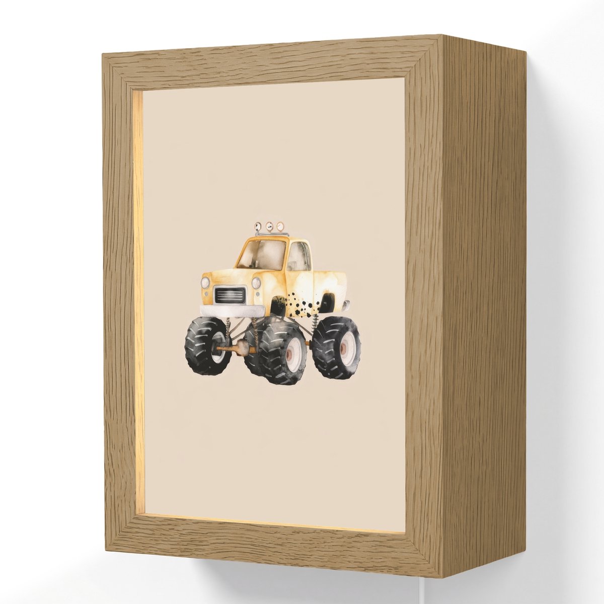 Wandlamp 15x20 cm - Oplaadbaar - Monstertruck - Geel - Beige - Wandlampen binnen woonkamer