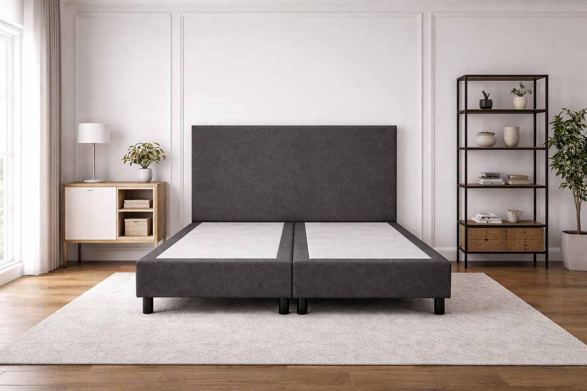 Boxspring Ayla Royal - 160x220 Zonder matras - Antraciet Glad - Ayla Matrassen - 2 persoons