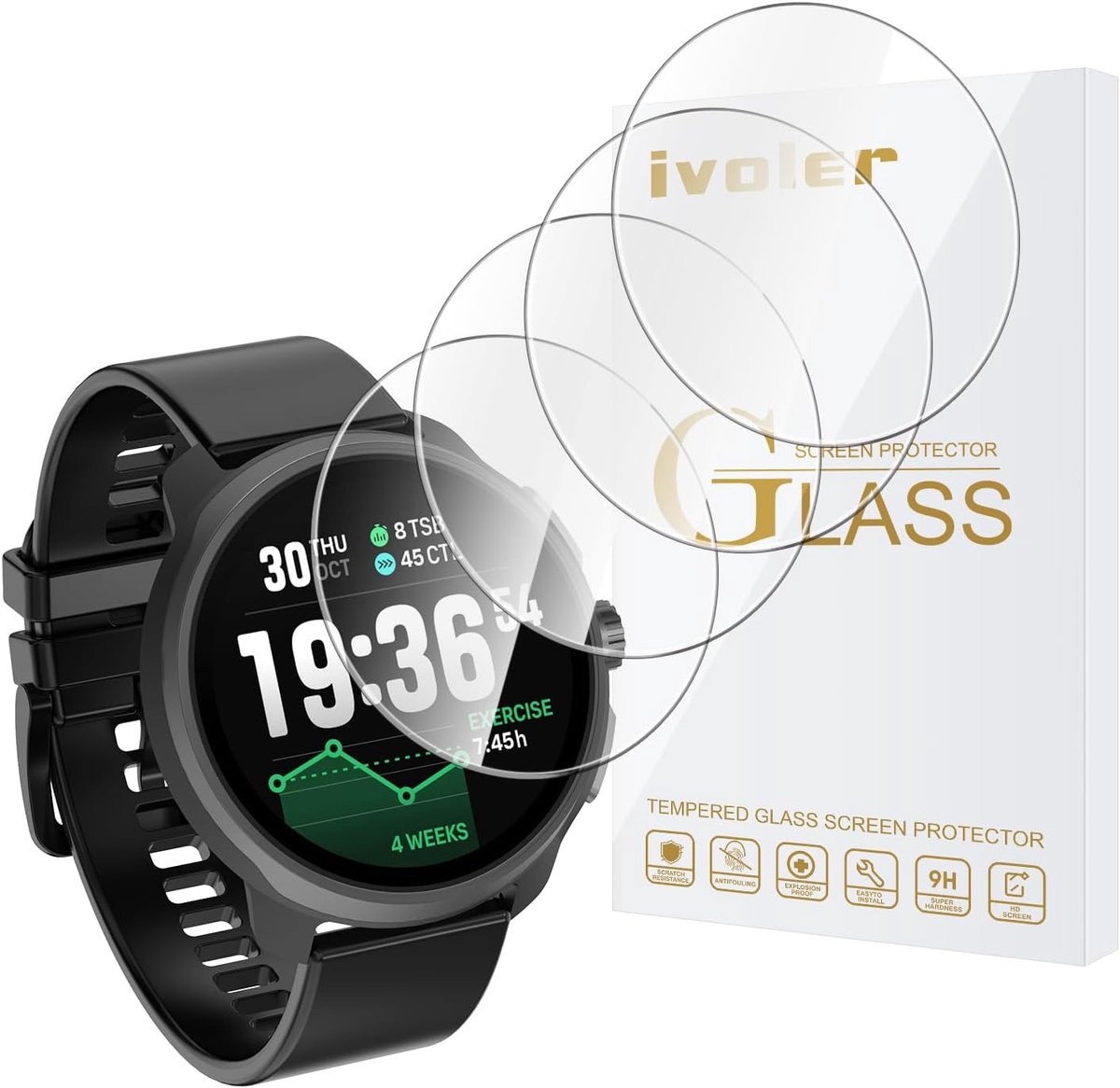 Screen Protector - Glasfolie - Smartwatch Bescherming - 9H Hardheid Krasvrij - 4 Stuks