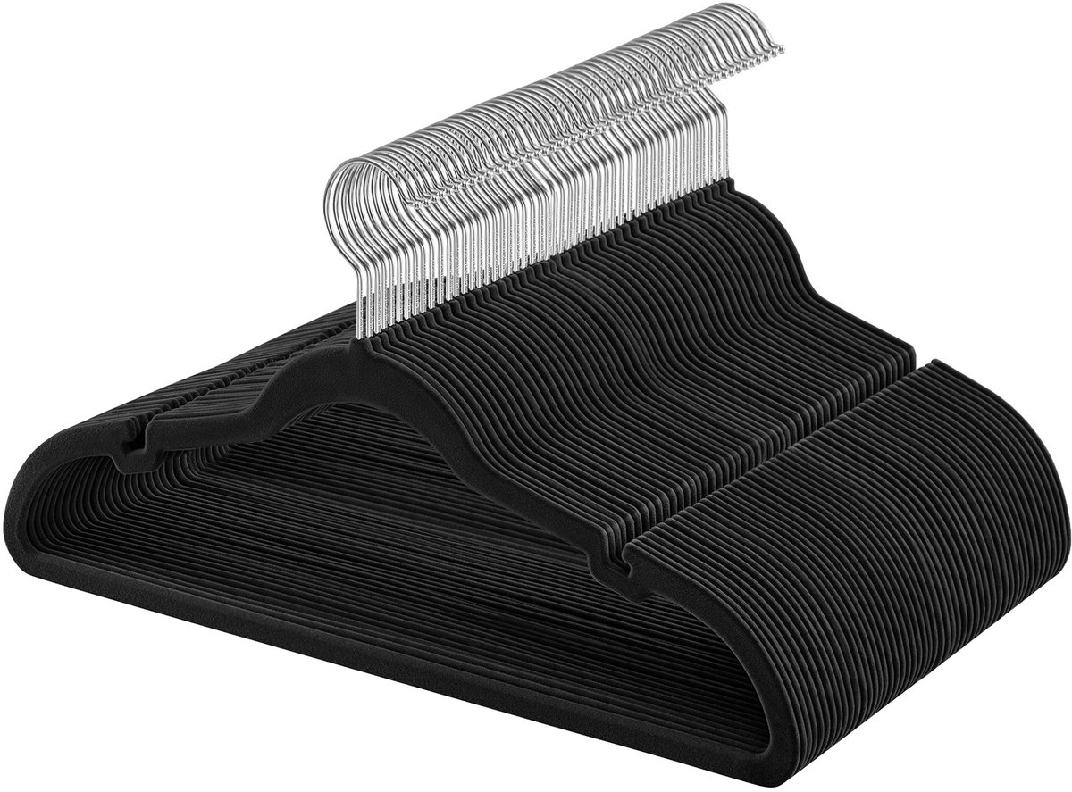 SONGMICS - Kledinghangers - Fluwelen Kledinghangers - Set van 50 - Antislip - 360° Draaibare Haak - Ruimtebesparend