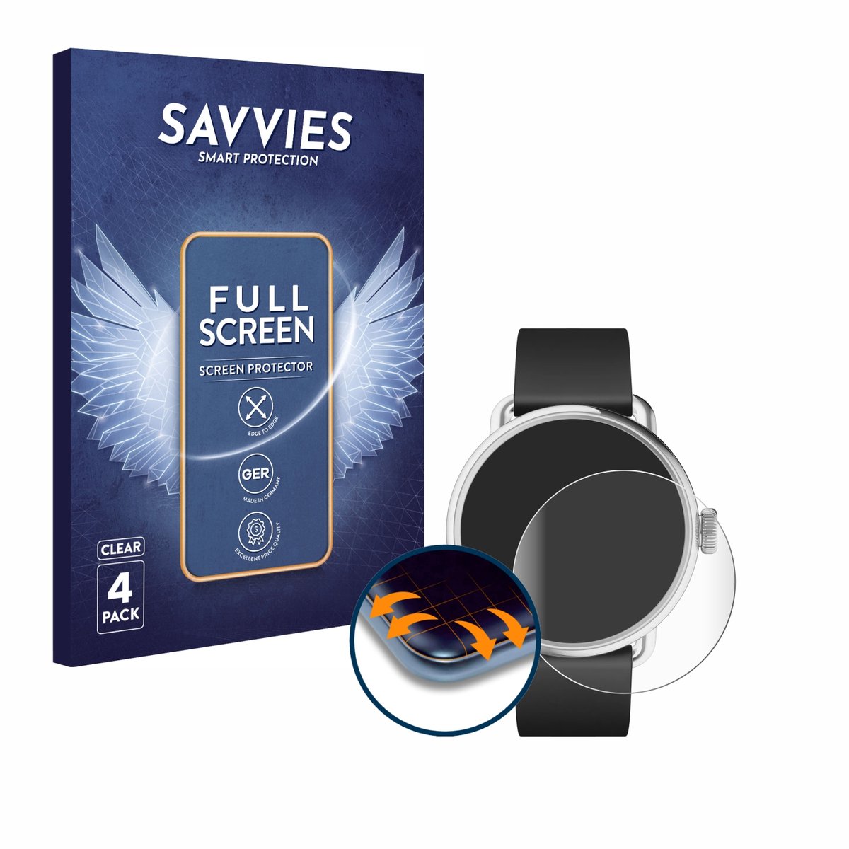 Savvies - Screenprotector Voor Withings ScanWatch 2 (38 Mm) - Folie Beschermfolie Transparant Volledig Dekking 4 Stuks