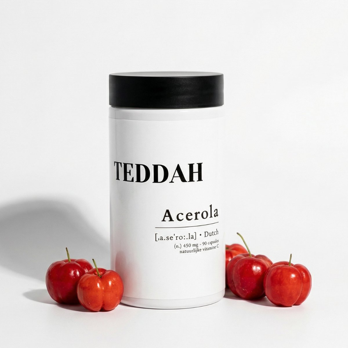 TEDDAH Natuurlijke Vitamine C - Acerola - 450 mg - 90 capsules - Vegan - Zonder toevoegingen