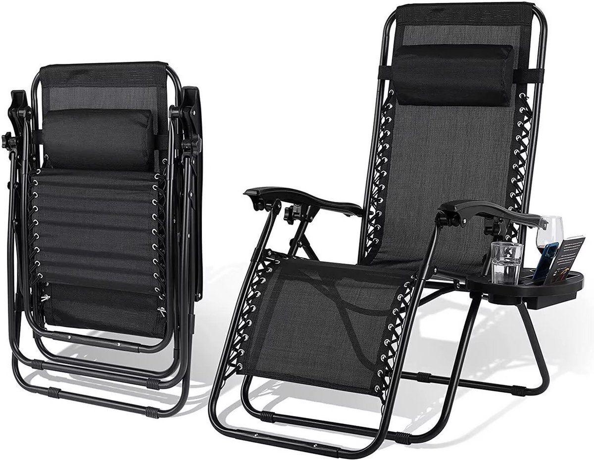 Ligstoel Opvouwbaar – Campingstoel met Bekerhouder – Inklapbare Stoel Belastbaar tot 140 kg – Comfortabele Tuinstoel voor Camping en Buiten