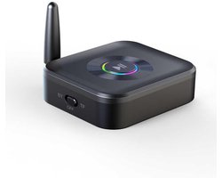 Bluetooth 5.1 Audio Ontvanger - 50 meter - TF Kaart - 3.5mm AUX - Antenne - Sfeerlicht - voor Auto en Versterker - zwart