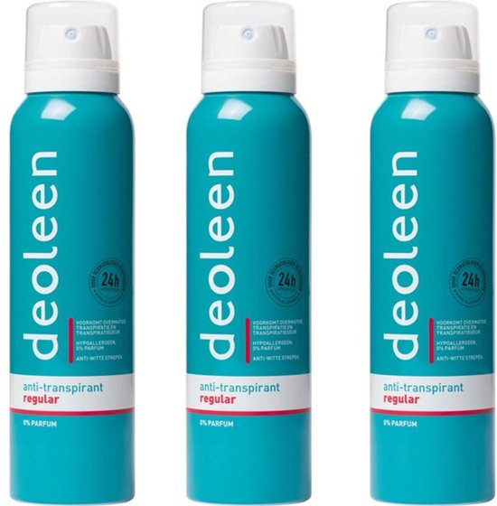 Deoleen Deodorant Spray Regular Anti-Transpirant - 3 x 150 ml - Voordeelverpakking