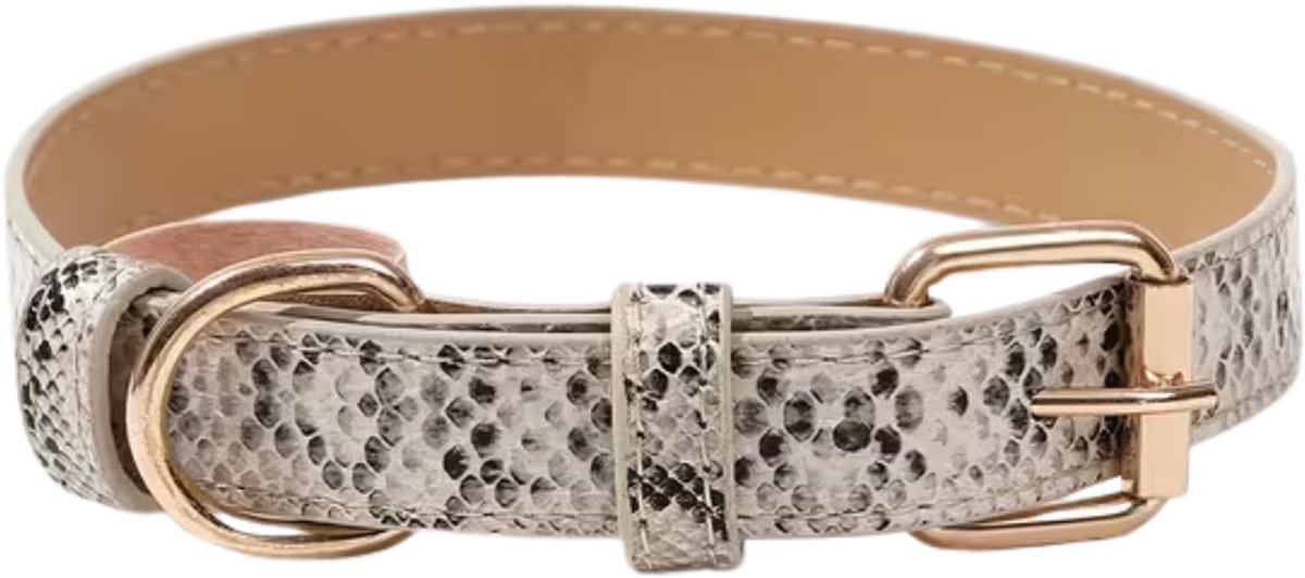 Honden Halsband Slangenleer | MILANO Hondenhalsband Maat M | Leren Hondenhalsband Slangenprint | Halsband Honden met Designerprint | Petshop Seven®
