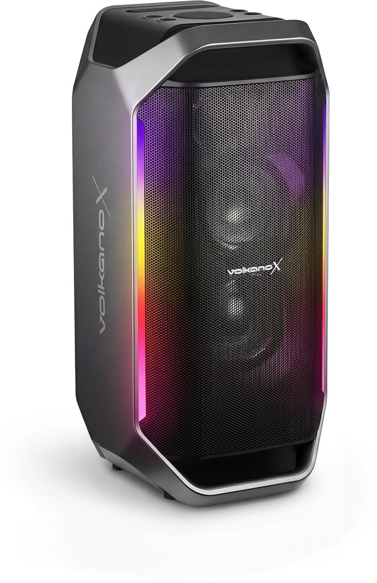 VolkanoX Thermix Partybox - 300 Watt - Muziek Box - Draadloze Bluetooth Party Speaker - LED Verlichting - 7 Uur Speeltijd - TWS - Zwart