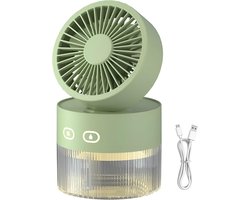 Draagbare Mistventilator Met 350ml Watertank 3 Snelheden Koeling Opvouwbaar Design En Nachtlampje Stille Persoonlijke Fan Voor Bureau Buiten Reizen Groen