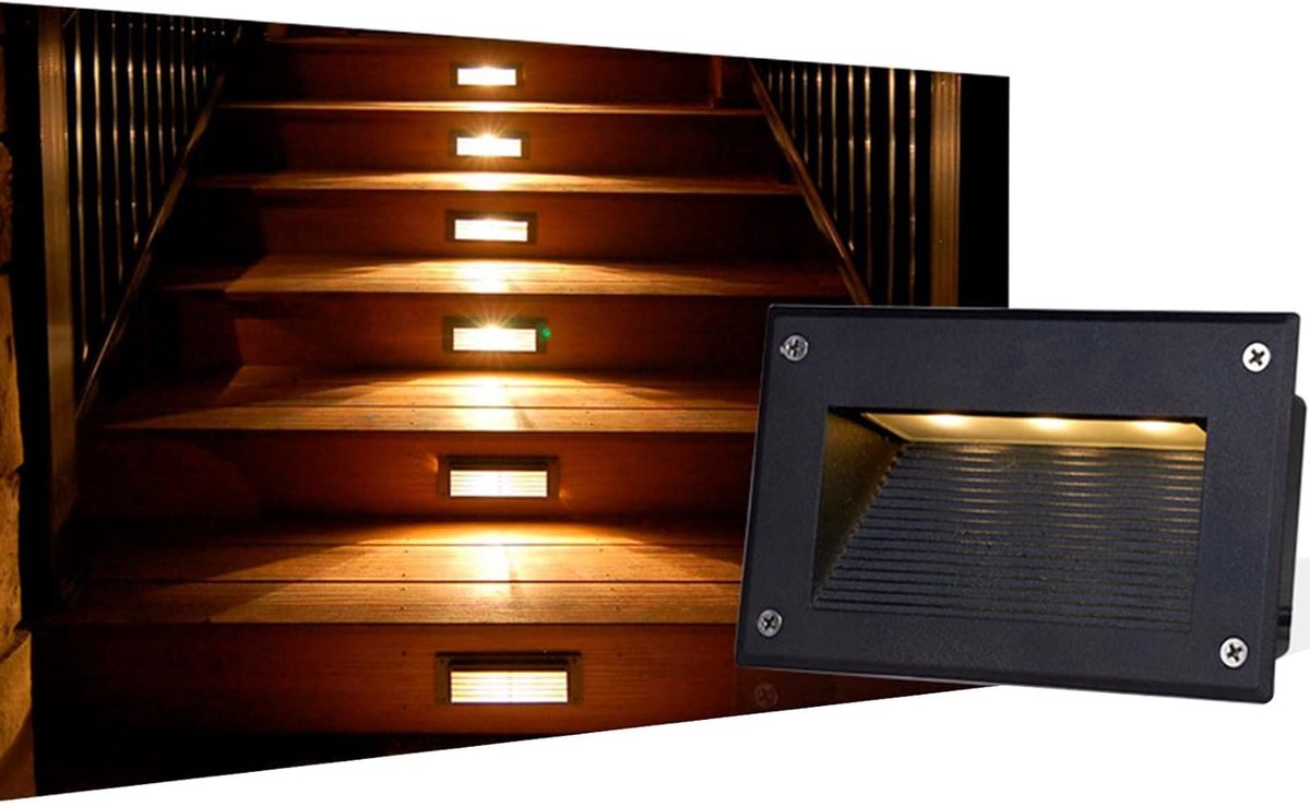Inbouw Trap Wandlamp - LED Stapverlichting - Veiligheid Verlichting - IP65 Waterdicht - 16