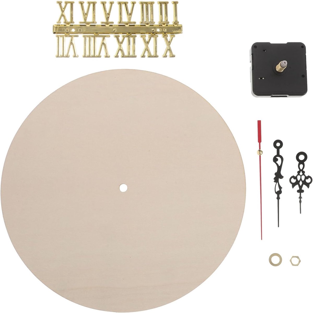 Houten Wandklok - DIY Klokplaat - Creatieve Klokken - Romeinse Cijfers - 25cm Rond - Onbewerkt