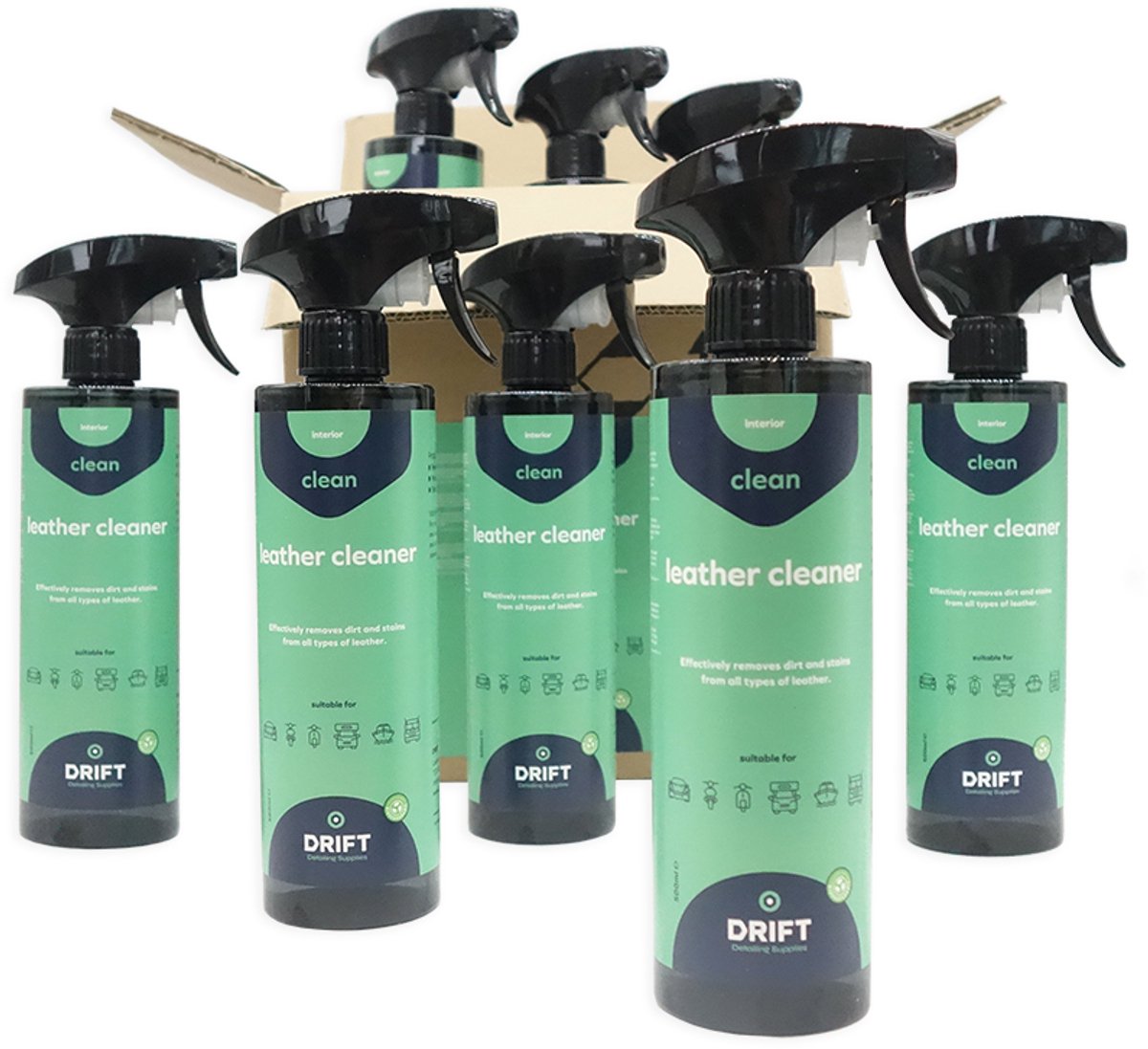 Leerreiniger 12×500ML – Professionele Leather Cleaner voor Auto & Interieur – Voordeelverpakking – DRIFT Detailing Supplies