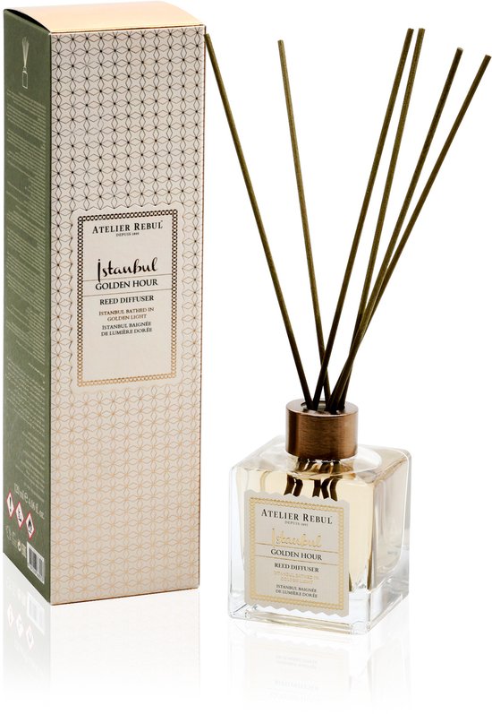 Atelier Rebul Istanbul Golden Hour Geurstokjes (120ml) - Gourmand & Orientaalse Kamergeur - Heerlijke Geurverspreider