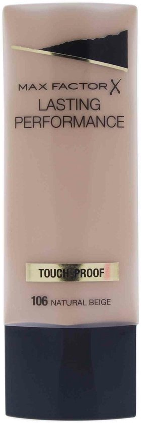 Max Factor Lasting Performance foundation tube, 106 Natural Beige, touch-proof.