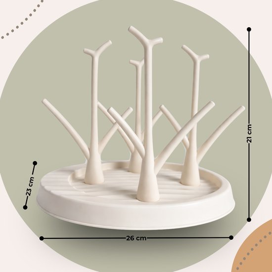 Jikkies® - Flessen Droogrek - Baby Flessenrek - Afdruiprek Baby - Droogrek - Flessendroogrek - Drying Rack - Beige van Jikkies — afbeelding 4
