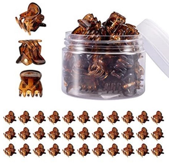 48 mini-pinces à cheveux, pinces à cheveux acryliques robustes, créez de belles coiffures, compact et antidérapant, convient à tous les types de cheveux, Marron.