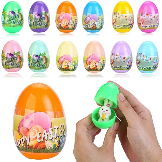 20 Œufs de Pâques avec Jouet à l'Intérieur - Œufs de Pâques Remplis avec Diverses Surprises de Pâques - Articles de Fête pour Enfants pour la Chasse aux Œufs de Pâques - Idéal comme Remplissage pour les Paniers de Pâques