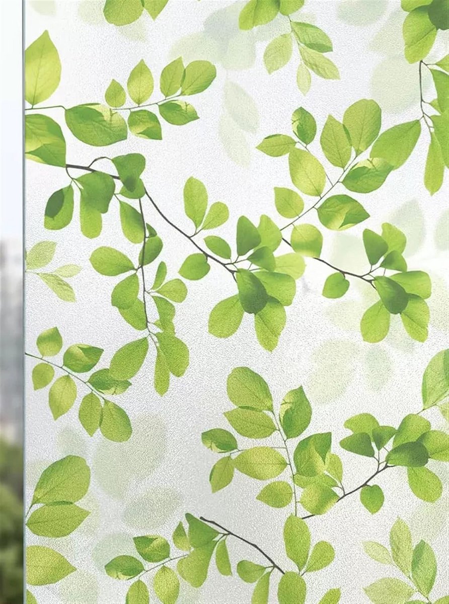 Statische Raamfolie Glas-in-Lood met Bladeren - Decoratief & Privacy - UV-blokkerend