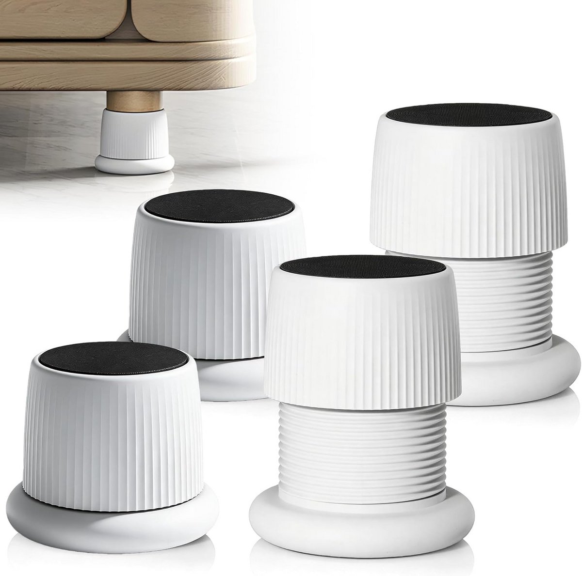 Verstelbare Meubelverhogers Zelfklevend en Antislip Wit (4 Stuks)