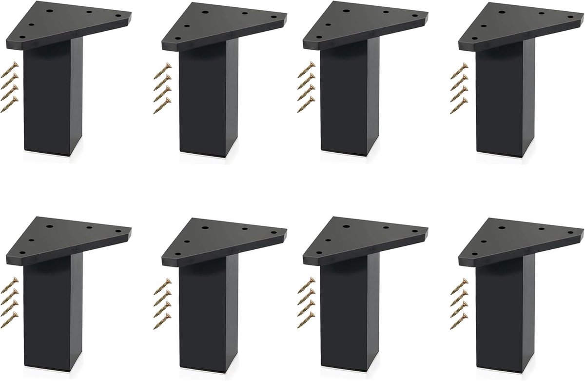 Meubelpoten - bankpoten - stoelpoten - meubelpoten set van 8 - meubelpoten zwart - Tafelpoten van Aluminiumlegering - 8 cm - van Imperatoris