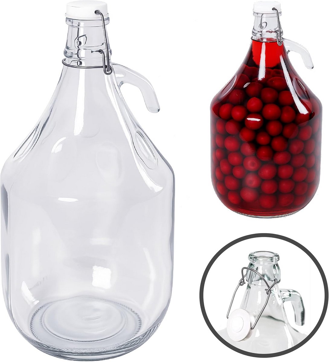 Gistballon van 5 Liter voor Wijn en Sap met Beugel
