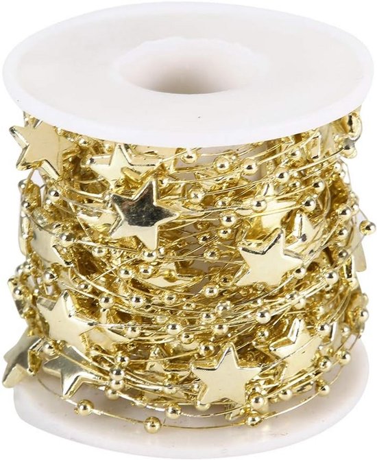 10 Meter Gouden Ster Kralen Slingers voor Kerstboom Decoratie en Knutselen