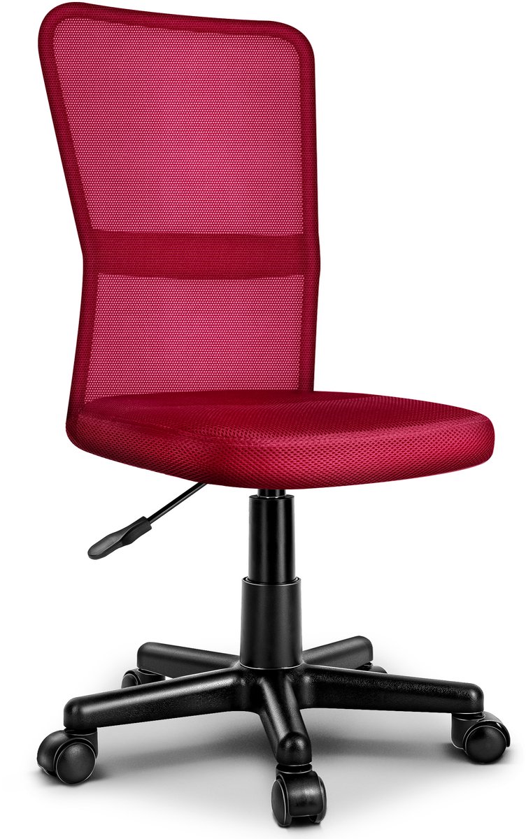 TRESKO® bureaustoel kantoorstoel draaistoel, met kunststof wielen, traploos in hoogte verstelbaar, gevoerde zitting, ergonomische vormgeving, SGS-geteste veer (wijnrood)