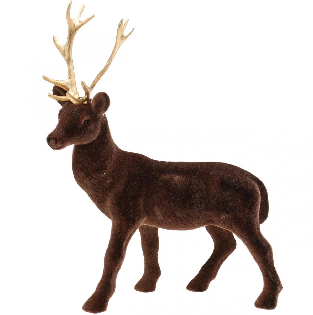 Decoratief hert staand bruin goud rendier kerstdecoratie 27cm