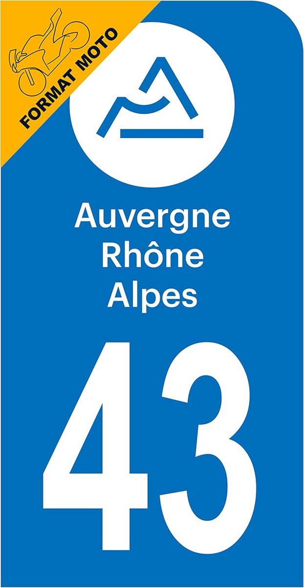 Departementssticker 43 Haute-Loire Logo voor Nummerplaat Scooter Motorfiets