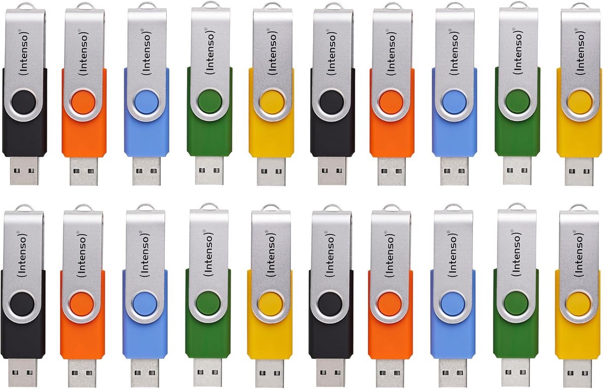 Set van 20 USB 2.0 Geheugensticks 4GB Kleurrijk met Etiketten
