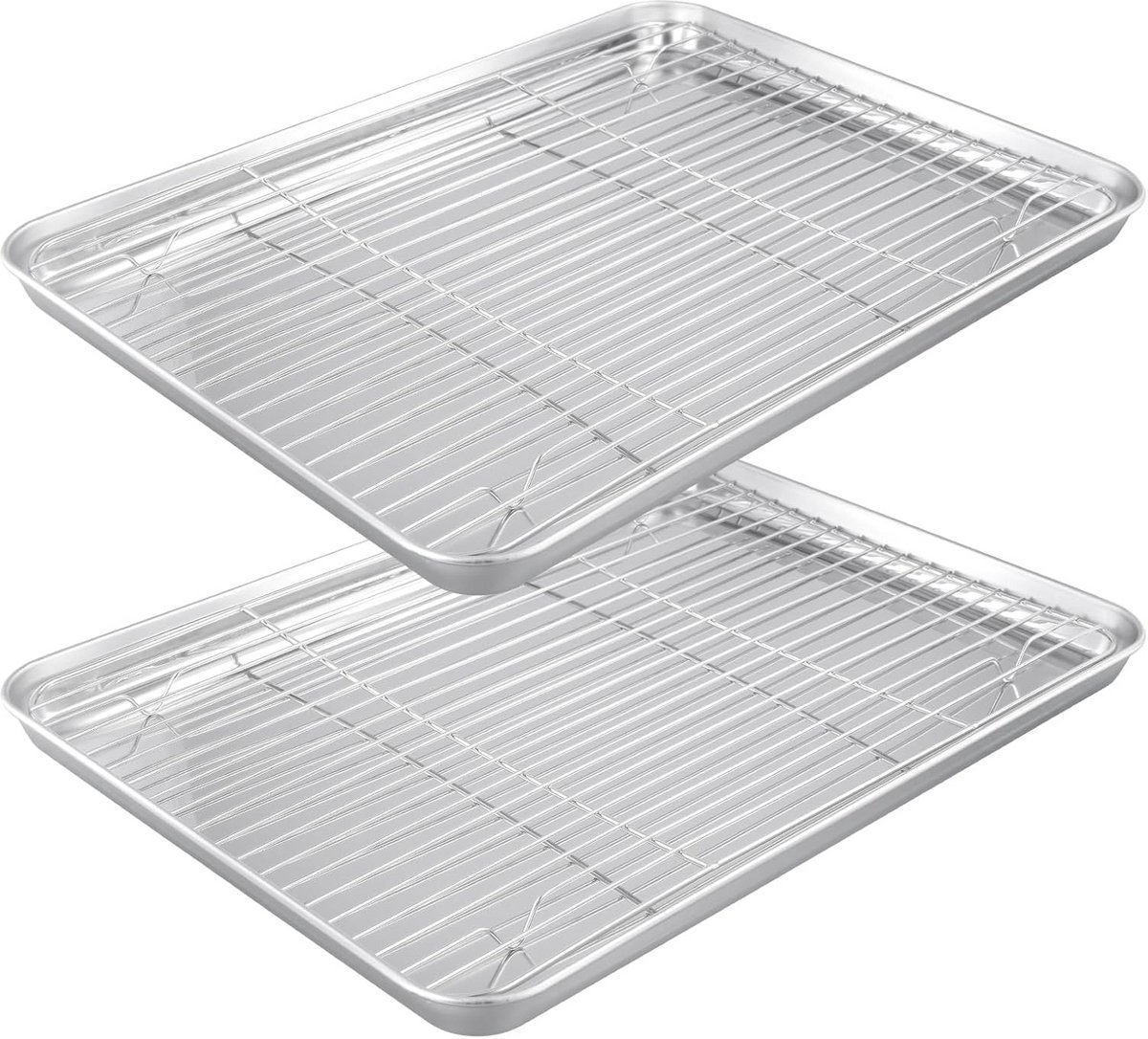 Set van 4 Roestvrijstalen Bakplaten met Koelrek voor Oven en Braden