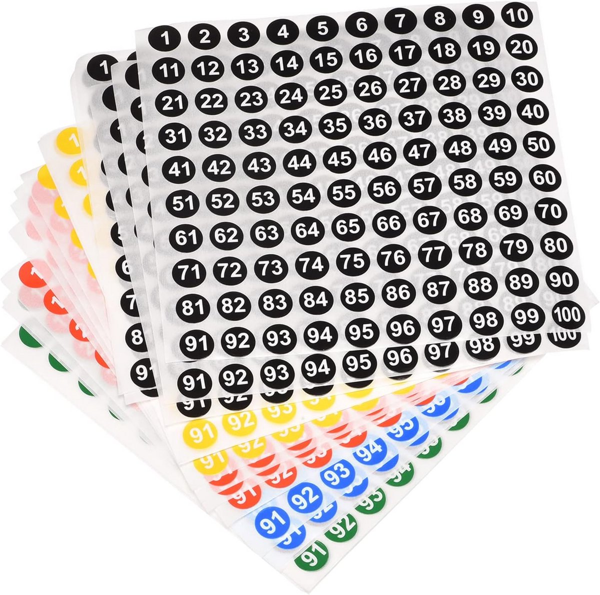 Set van 25 Nummeersticker Sets 1 tot 100 voor Classificatie Indexering