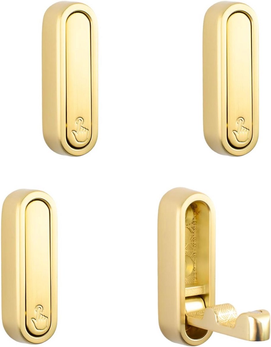 4 stuks elliptische RVS opvouwbare wandhaken zware montage voor jassen en handdoeken
