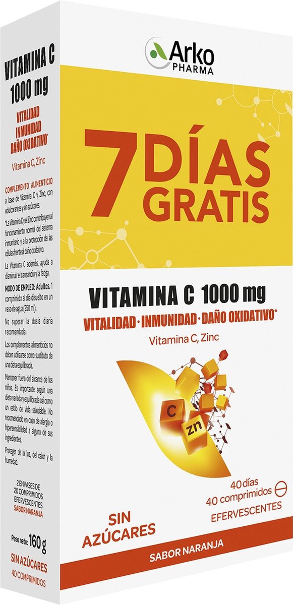 Arkovital Vitamine C 1000 mg 40 bruistabletten|Arkovital Vitamin C 1000 Mg 40 effervescent tablets|Arkovital Vitamine C 1000 mg 40 tablettes effervescentes