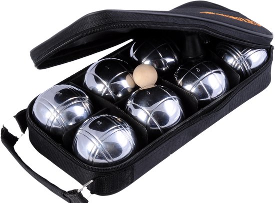 Metalen Jeu de Boules - 8 ballen in zwarte rits tas - Pétanque - Boules - Metalen ballen - Geschikt voor elke Jeu De Boules baan - Longfield