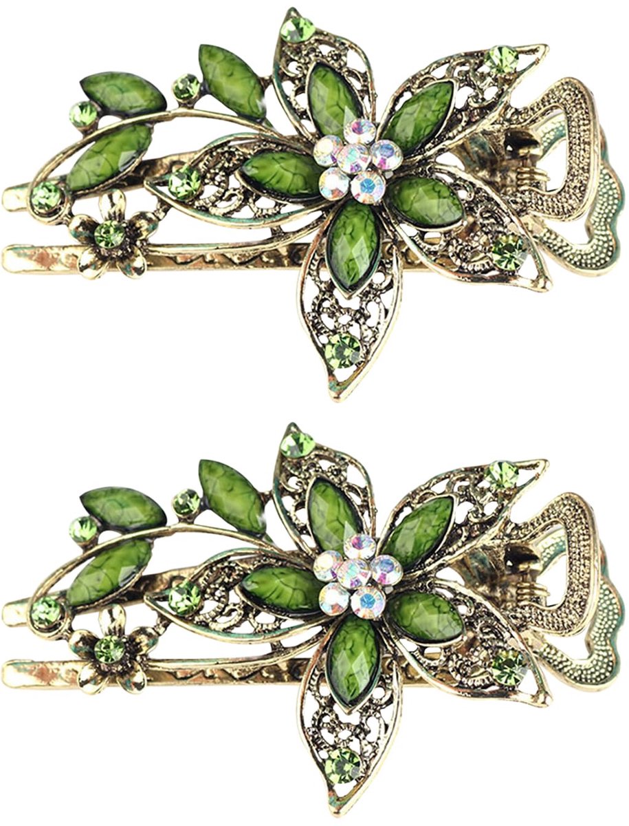 Haarspeld Set - Retro Bloemen Design - 9,5 x 6,5 cm