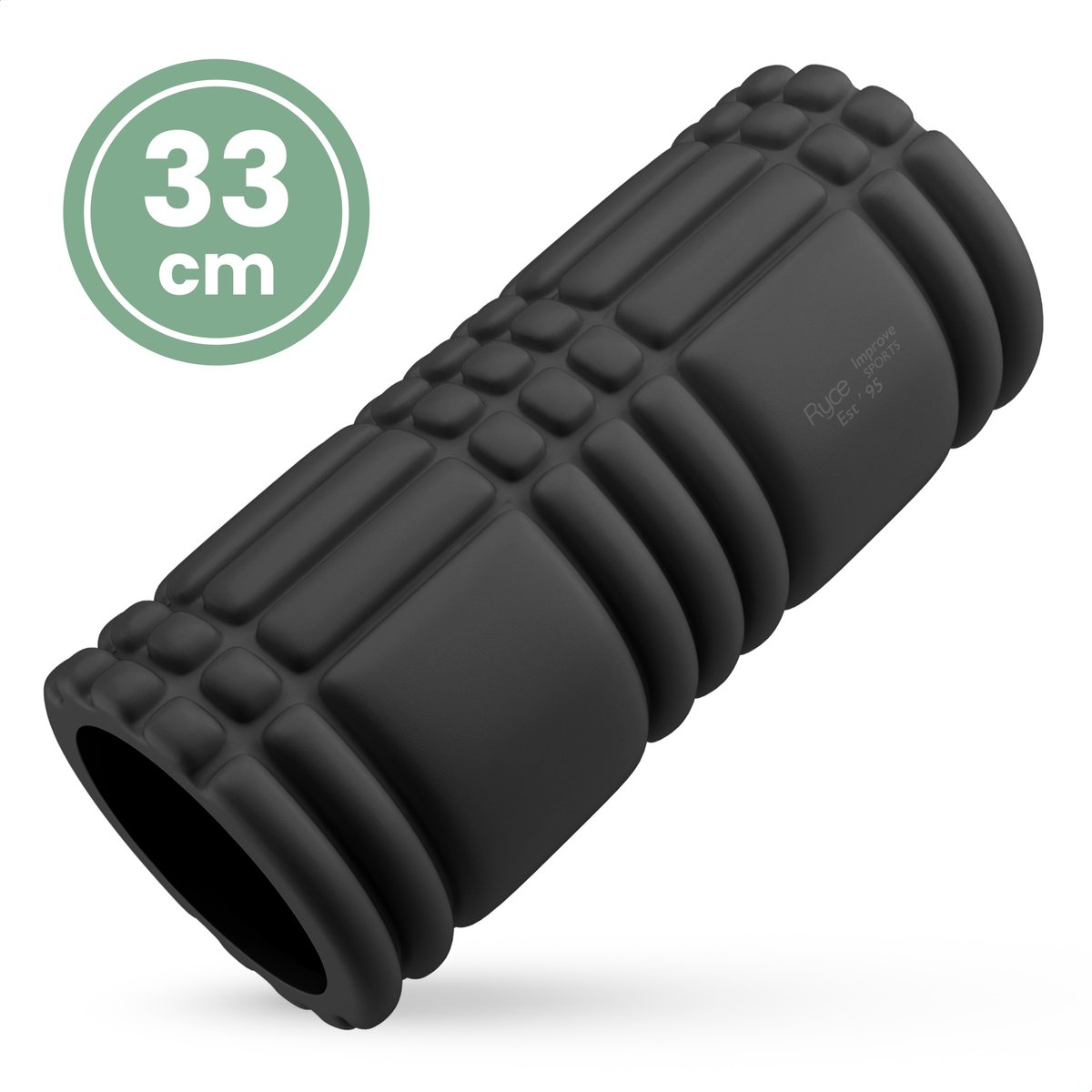 Ryce® Foam Roller - Massage - Triggerpoint - 33cm - Beginner Zwart