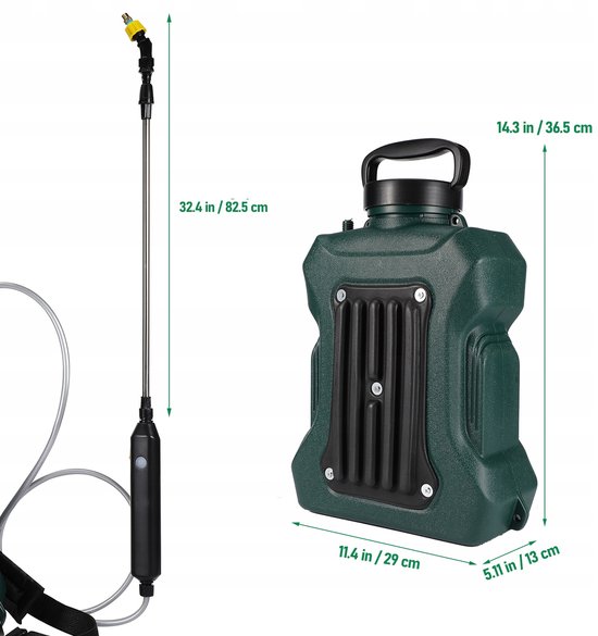 12L Accu Rugspuit Tuinspuit - 3.7V/2500mAh Elektrische Gewasbeschermingsspuit - Metalen Lanceerbuis & 5 Sproeikoppen voor Water en Chemicaliën van Merkloos	 — afbeelding 2