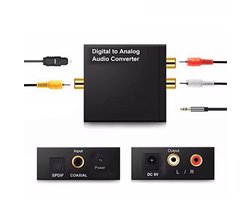 DAC Audio Converter Digitaal naar Analoog – Optisch Toslink/Coax naar RCA – 3.5mm Jack – 24-bit – 96kHz – Voor TV, Versterker & Home Cinema
