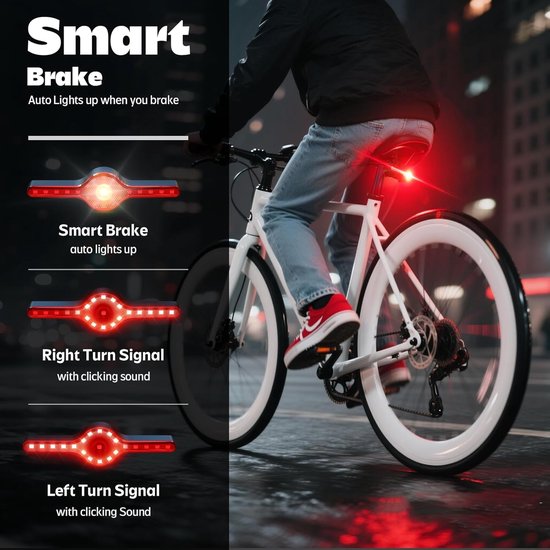 400mAh Fiets Achterlicht - 270° Zichtbaarheid met Knipperlichten & Afstandsbediening - Remdetectie - USB-C - 7 Standen - Waterdicht — afbeelding 4