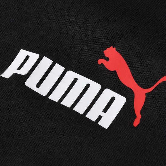 Wit PUMA-logo met rode panter op zwarte stof.