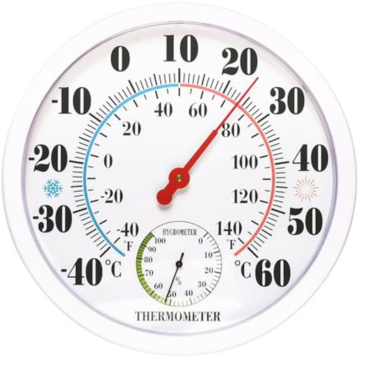 Indoormeter en Buitenthermometer - 2-in-1 Thermometer en Hygrometer - 25 cm met Grote Cijfers