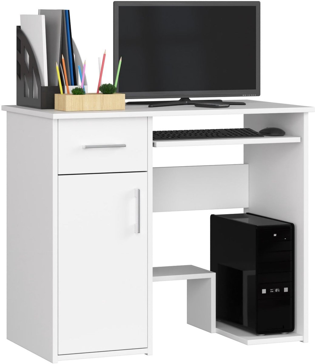 Bureau JAY met 1 Lade / Computerbureau / Computer Tafel / Bureautafel / Wit / 90 x 74 x 50 cm