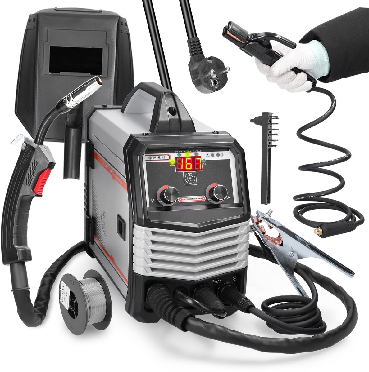 Multifunctioneel Lasapparaat – MIG/MAG/MMA/TIG – 220V – Automatische Draadvoeding – Veilig & Compleet Pakket – Voor Huis & Werkplaats