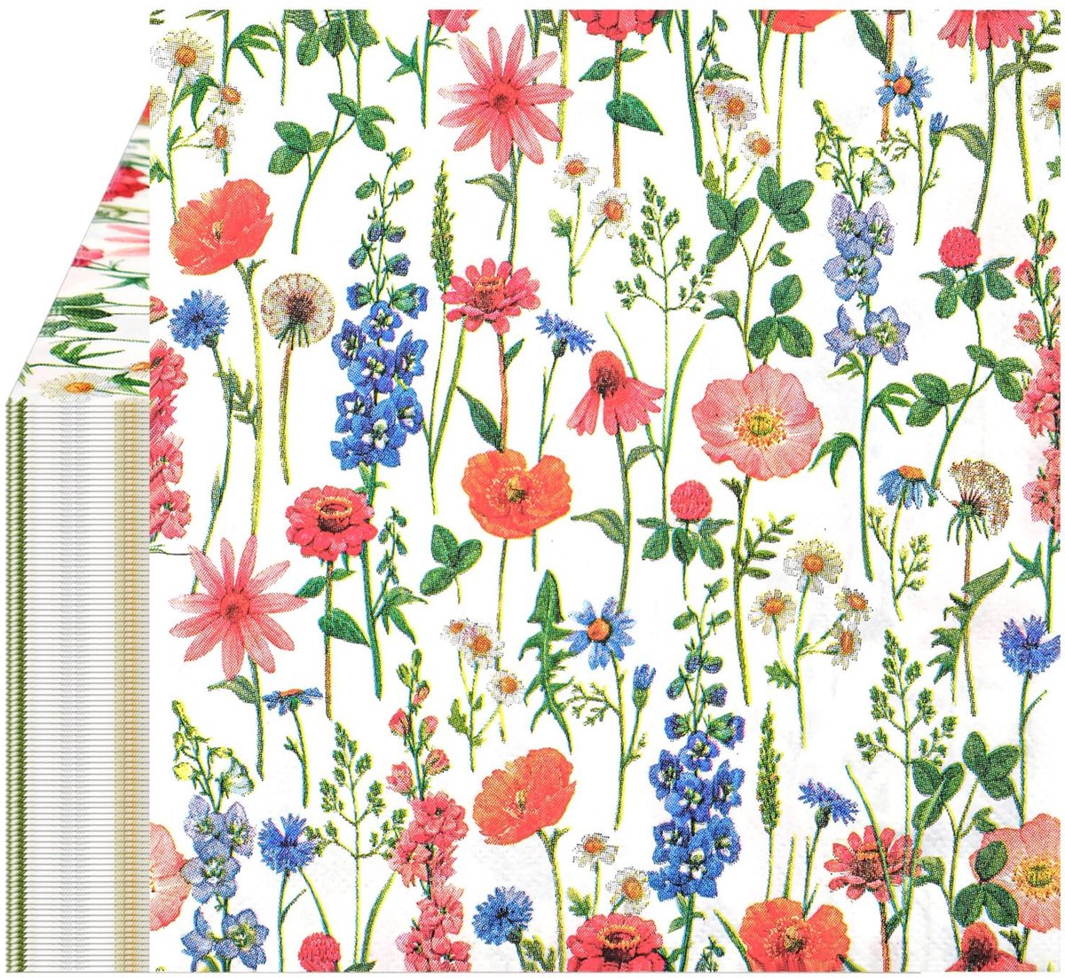 Disposable Cocktailservetten - Watercolor Bloemenprint - 33 x 33 cm