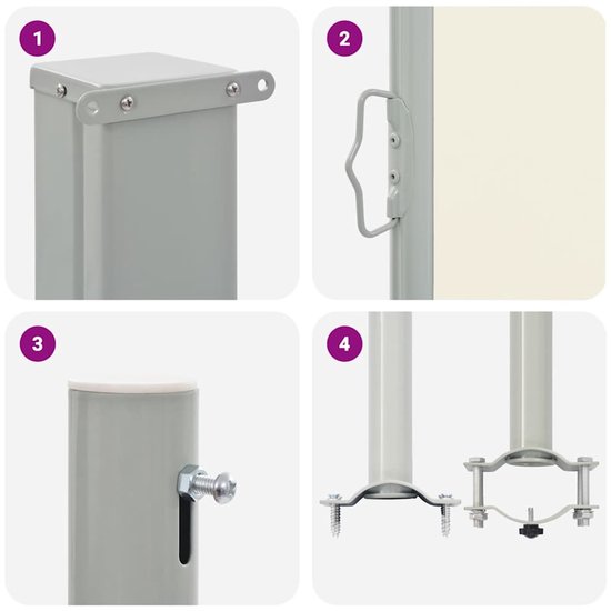 vidaXL Auvent latéral extensible 160x300 cm Crème