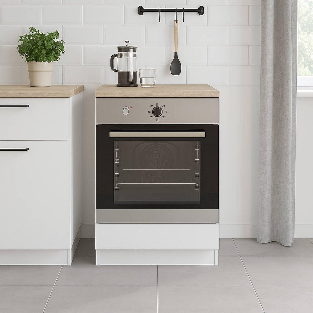 Inbouw Ovenkast Basis Module 60x60x90 cm Wit en Eikenhout Opbergmodule