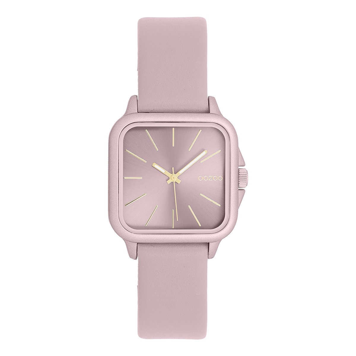 OOZOO Timepieces - Roze OOZOO horloge met leren band - C11667