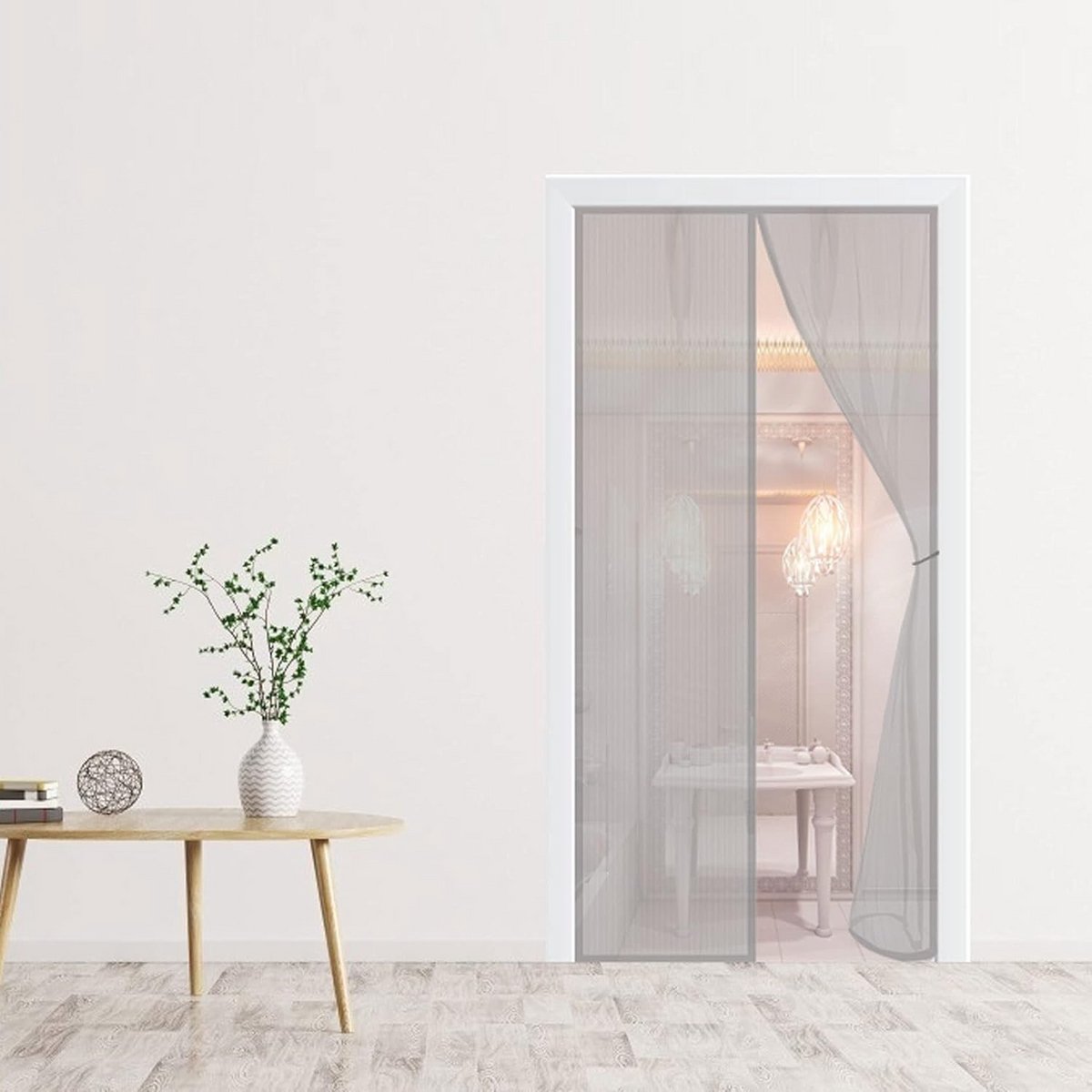 Magnetische Hordeur 120x210 cm Grijs - Automatisch Sluitend Vliegengordijn voor Deur