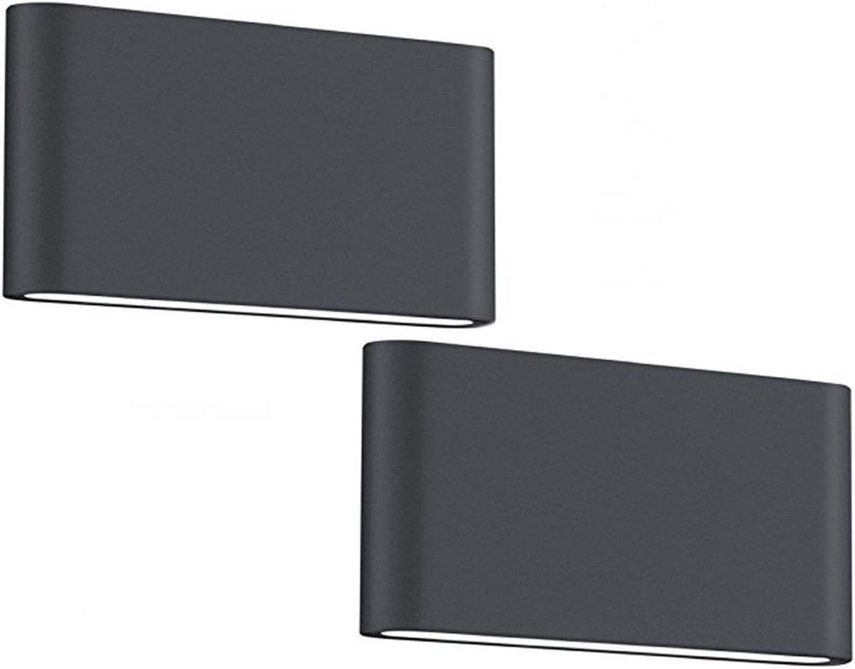 Set van 2 Moderne Up and Down Buitenwandlampen Aluminium Antraciet IP54