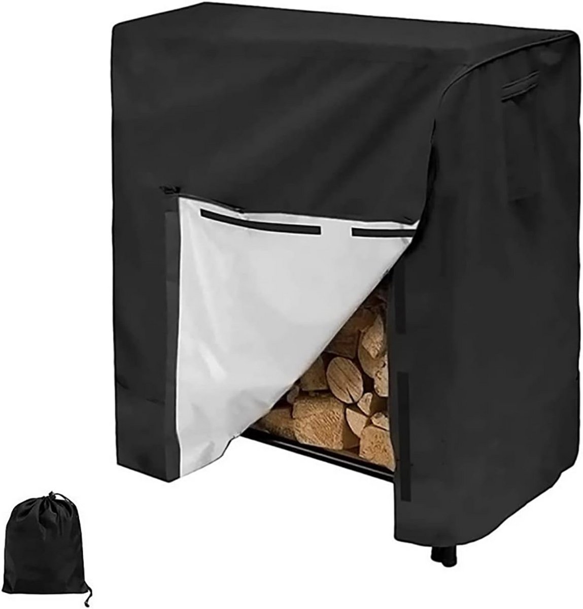 Kingsea Firewood Rack Cover, 1.2 m 420D Oxford Fabric, Heavy Duty Outdoor, Weatherproof UV Protection, Firewood Cover, Indoor and Outdoor Cover, Black